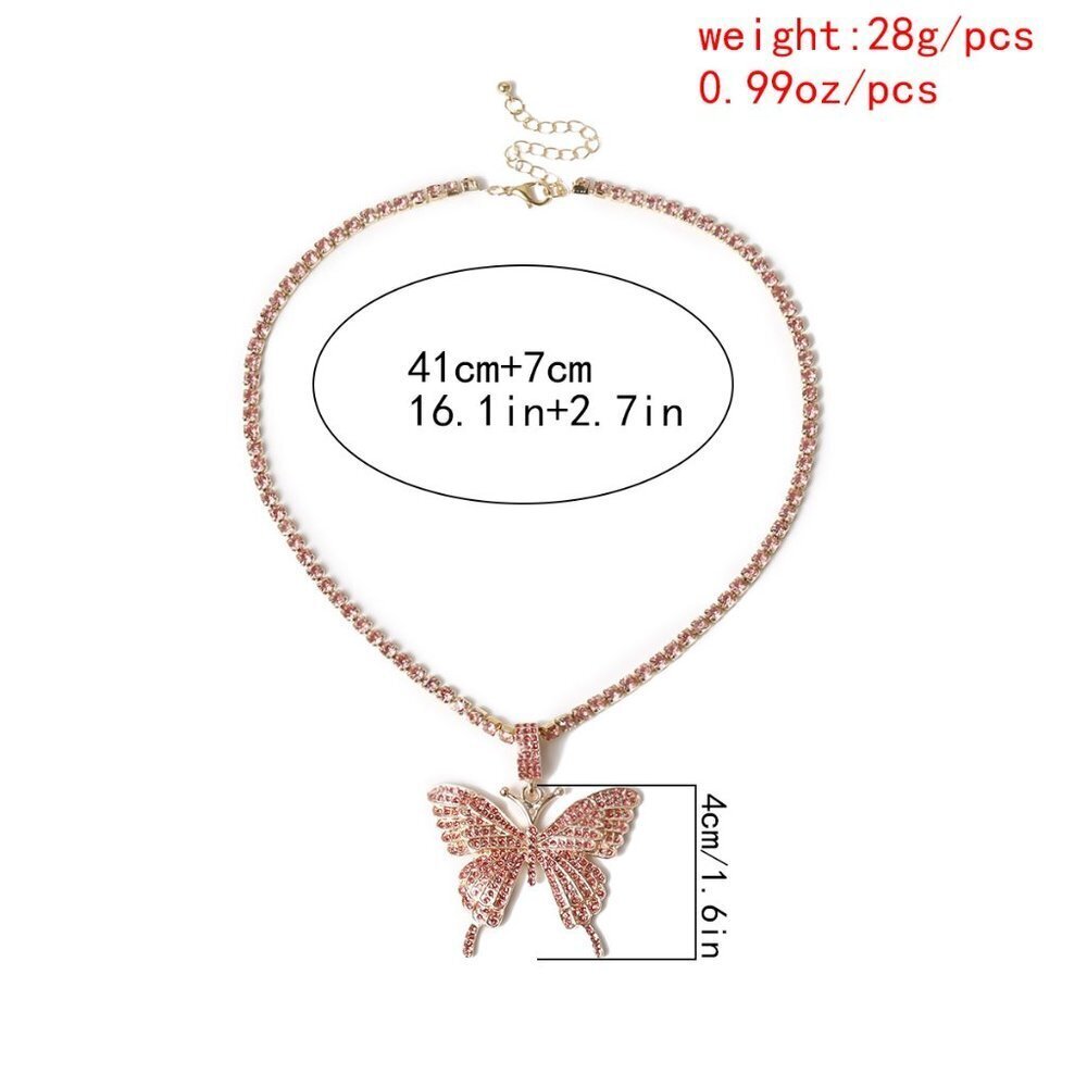 Rhinestone Butterfly Necklace - Picture 3 of 5